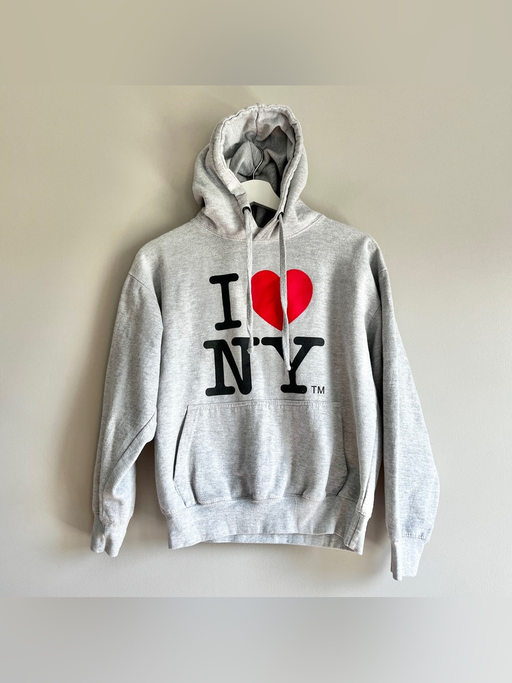 I heart love NY New York hoodie sweatshirt adult small gray official pullover